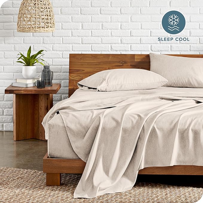 Bare Home Queen Sheet Set - Luxury 1800 Ultra-Soft Microfiber Double Brushed - Deep Pockets - Easy Fit - 4 Piece Set - Bedding Sheets & Pillowcases (Queen, Heathered Pebble)