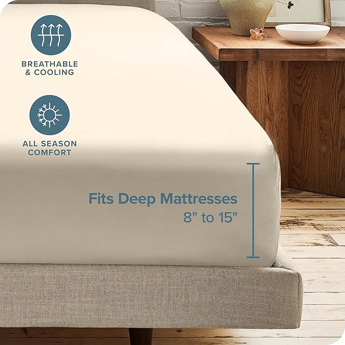 Bare Home 2-Pack Fitted Bottom Sheets Queen - Premium 1800 Ultra-Soft Wrinkle Resistant Microfiber - Deep Pocket (Queen, Sand)
