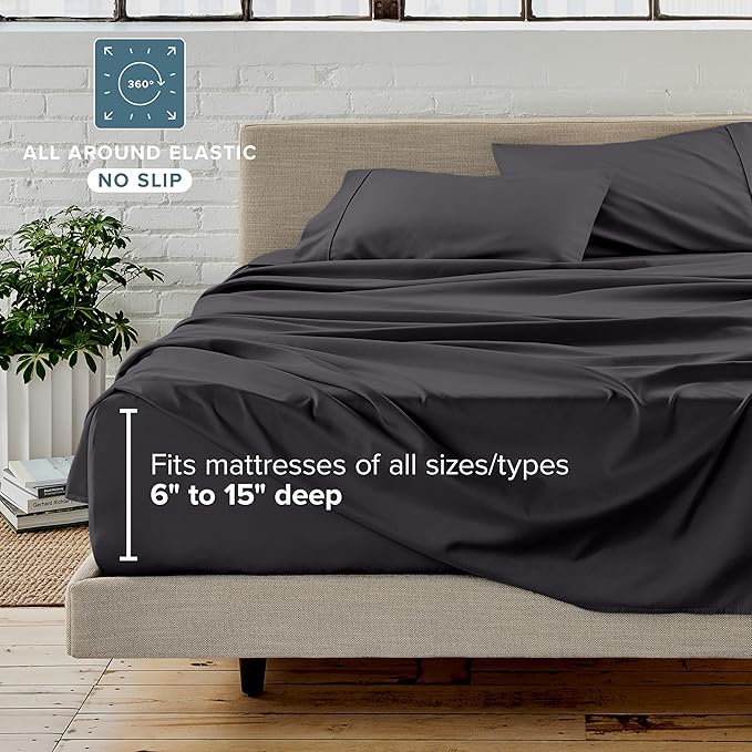Bare Home Reversible Bed-in-A-Bag Comforter & Sheet Set - Twin Extra Long - Down Alternative - Soft - Bedding Set (Twin XL, Grey/Light Grey, Black)