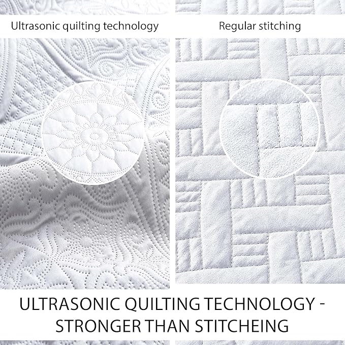IR Imperial Rooms 10 Pack Twin Quilt Bedding Set (68" x 86") - Bulk Wholesale for Hotels, Guest Bedroom & Airbnbs - Lightweight Microfiber Reversible Floral Embossed Quilts Bedspreads (White)