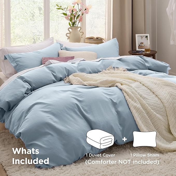 Bedsure Celestial Blue Twin Duvet Cover - 2 Pieces Prewashed Extra Soft Bedding Set, Includes 1 Duvet Cover Twin Size 68x90 Inches with Zipper Closure & 1 Pillow Sham, Comforter Not Included