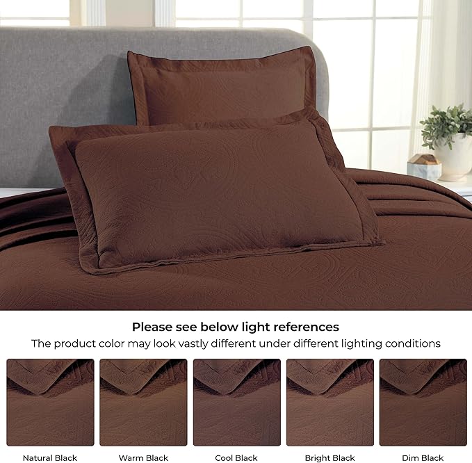 Superior 2 Piece Celtic Circles Cotton Bedspread Set, Decorative Bed Spread, Home Bed Decor, 1 Pillow Sham, Medium Weight Blanket, Matelasse Coverlet Bedding, Wedding Ring Design, Twin, Cappuccino