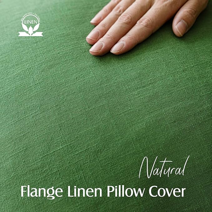 Foindtower Pack of 2, Decorative Linen Soild Throw Pillow Covers Soft Accent Euro Cushion Case Boho Farmhouse Pillowcase for Chair Couch Sofa Bedroom Living Room Home Decor 24 x 24 Inch Forest Green