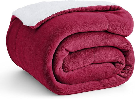 Bedsure GentleSoft Sherpa Fleece Twin Size Blanket for Couch, Non-Heated, Thick and Warm Throw for Girls and Women, Soft Fuzzy Plush Twin Christmas Blanket for Winter, Red, 60x80 Inches