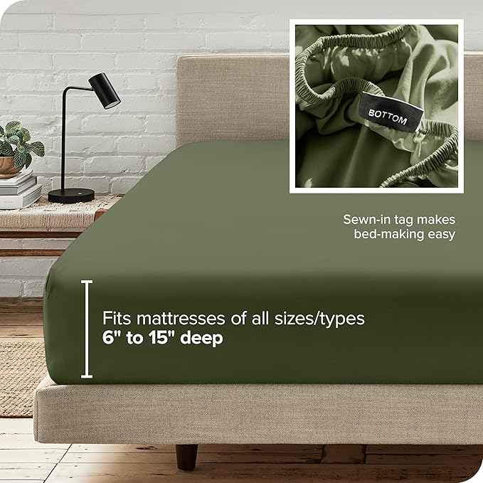 Fitted Bottom Sheet King Size - Premium 1800 Microfiber - Ultra-Soft Hotel Luxury - Deep Pocket - Durable and Long Lasting - Fitted Sheet (King, Cypress)