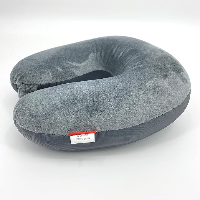 Bookishbunny U Shaped Micro Beads Microbead Neck Head Support Travel Pillow, 12"x12"x4" (SolidGrey)
