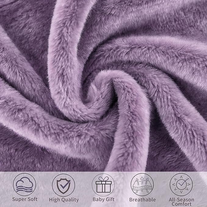 Pro Goleem Fleece Baby Blanket with 2 Inch Satin Trim Soft Plush Blanket for Boys and Girls for Babies Purple 30''x40''