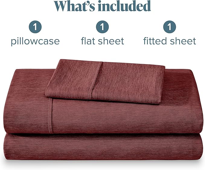Bare Home Twin XL Sheet Set - 1800 Ultra-Soft Microfiber Double Brushed - Deep Pockets - Easy Fit - Soft - 3 Piece Set - Bed Sheets (Twin XL, Heathered Rose)