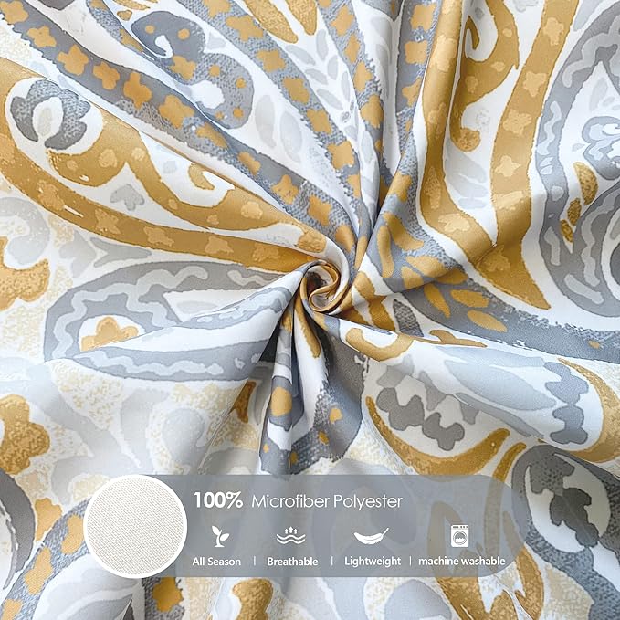 Style Quarters Duvet Cover King-Yellow King Size Duvet Cover Set,3PCS Soft Lightweight Boho Bedding Sets,100% Washed Microfiber Duvet Cover with Zipper Closure and Corner Ties for All Season