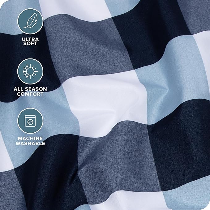 Bare Home Twin XL Sheet Set - College Dorm Size - Premium 1800 Ultra-Soft Microfiber Extra Long Sheets - Deep Pockets - Easy Fit - Extra Soft - 3 Piece Set - Bed Sheets (Twin XL, Gingham Blue)