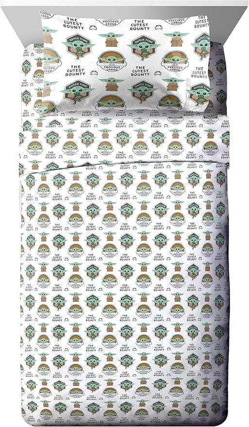 Jay Franco Star Wars The Mandalorian The Child 5 Piece Full Bed Set - Includes Reversible Comforter & Sheet Set - Bedding Features Baby Yoda - Super Soft Fade Resistant Microfiber