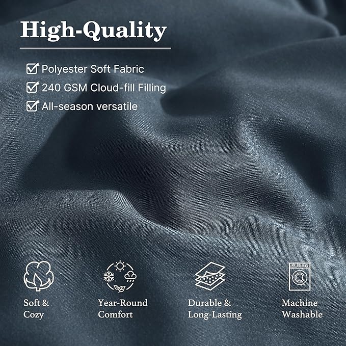 Monbix California King Size Comforter Set - 7 Pieces Bed in a Bag Cal King, Blue Grey Bedding Sets with Comforter, All Seasons Comforter Bed Set with Sheets, Pillowcases & Shams