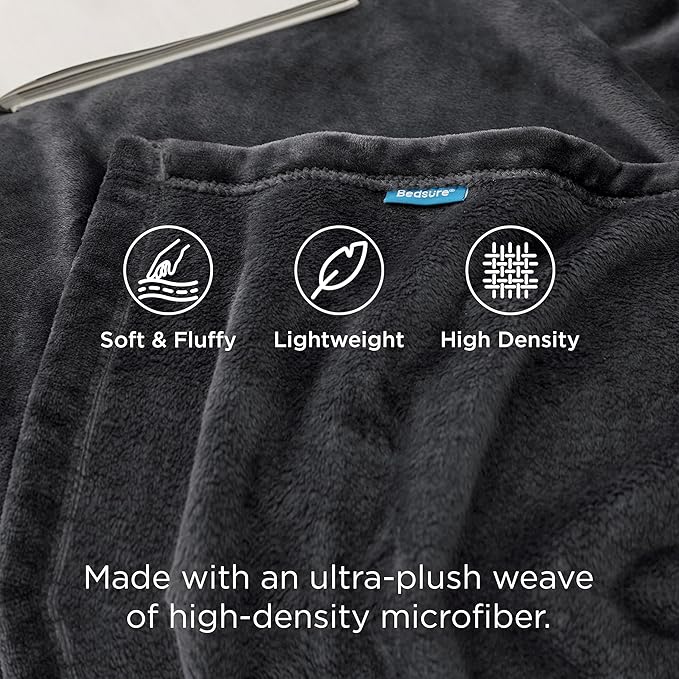 Bedsure GentleSoft Fleece Blankets Queen Size Dark Grey - Bed Blanket Soft Lightweight Plush Fuzzy Cozy Luxury Microfiber, 90x90 inches