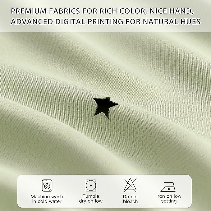 XiDi Sage Green Blackout Curtains for Bedroom Living Room 84 Inches Long Room Darkening Thermal Insulated Drapes Window Treatment Grommet Top Light Blocking Star Curtains for Kids Boys 2 Panels 34x84