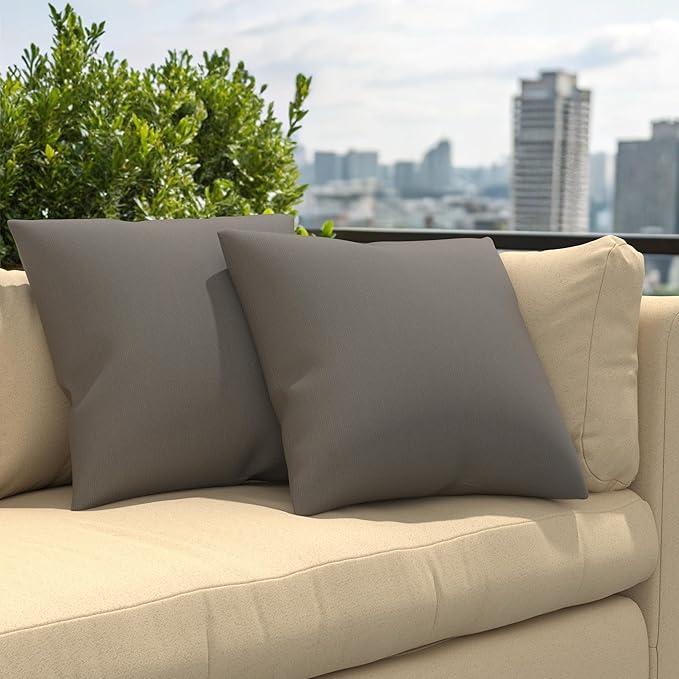 Covers & All Sunbrella Outdoor Throw Pillows, Pack of 2 Water Resistant & UV Fade Resistant Premium Square Throw Pillows (Inserts with Covers) for Indoor & Outdoor Use,24" x 24" Spectrum Graphite