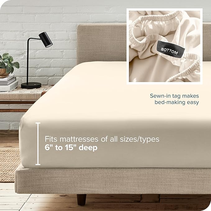Bare Home Fitted Bottom Sheet King Size - Premium 1800 Microfiber - Ultra-Soft Hotel Luxury - Deep Pocket - Durable and Long Lasting (King, Sand)