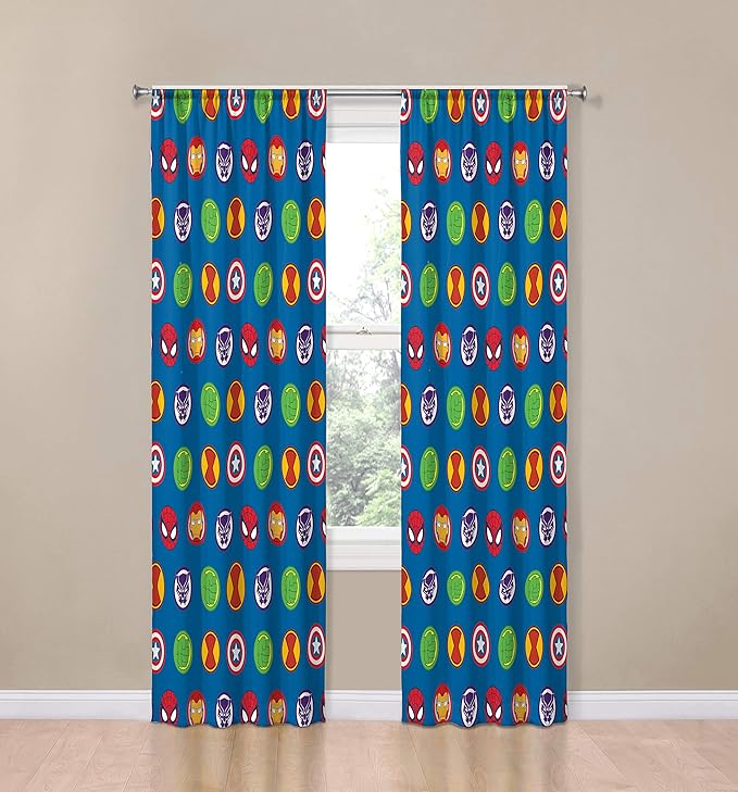 Jay Franco Marvel Super Hero Adventures Double Team 84" Inch Drapes - Beautiful Room Décor & Easy Set Up, Bedding Features The Avengers - Curtains Include 2 Tiebacks, 4 Piece Set