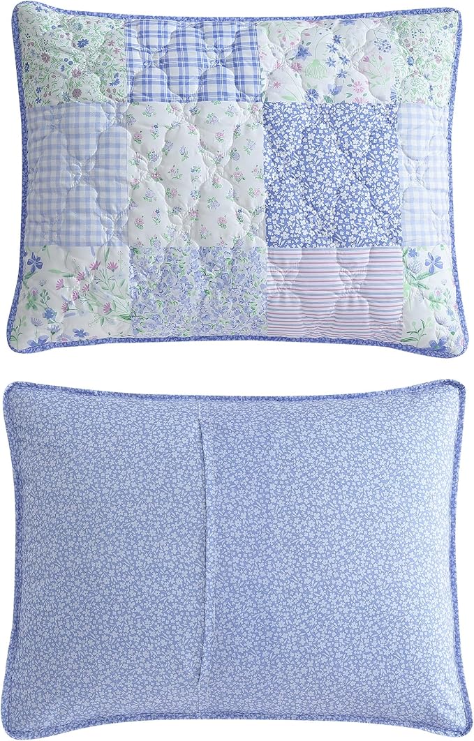 Laura Ashley Kids - Full Quilt Set, Soft & Cozy Toddler Bedding Set with Matchin Shams, Whimsical Bedroom Decor, Ideal Girl Room Essentials (Parker Patchwork Purple, Full)