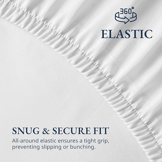 LANE LINEN Twin XL Fitted Sheet, 100% Organic Cotton 2-Piece Set (1 Fitted Sheet, 1 Pillowcase), Percale Weave, Lightweight, Soft, Breathable, Fits Mattress Upto 15" Deep - White(No Flat Sheet)