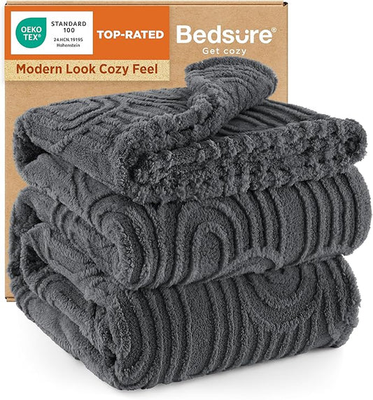 Bedsure GentleSoft Fleece King Size Blanket for Bed - Super Soft & Cozy, Fluffy Blankets for Women & Girls, Ideal for Sofa & Couch, Grey, 108x90 Inches