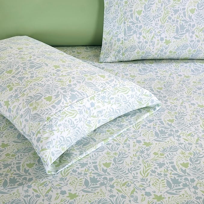 Elegant Comfort Softest and Coziest 6-Piece Sheet Set - 1500 Premium Hotel Quality Microfiber - Deep Pocket, Wrinkle Resistant 6-Piece Floral Bed Sheet Set, Full, Anita Green