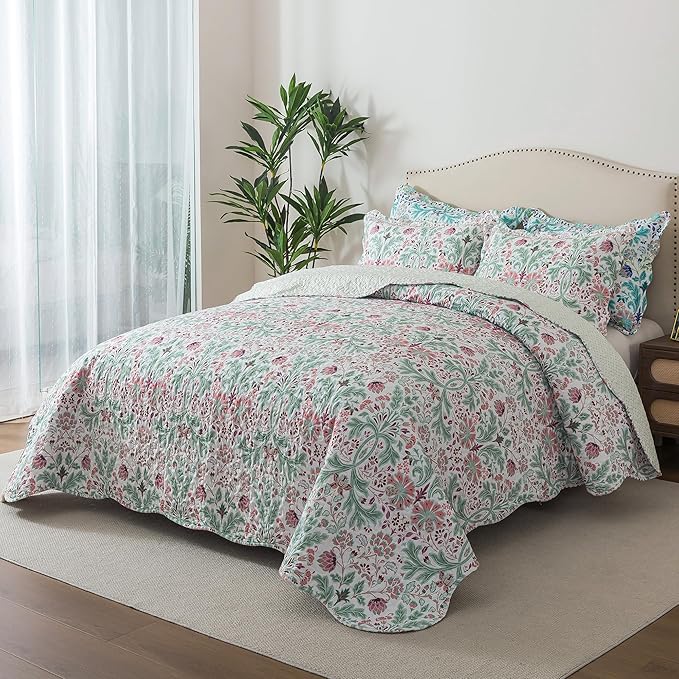 HoneiLife Quilt Set Queen Size - Microfiber Bedspreads for Queen Bed, Reversible Coverlet Lightweight Bedcover Quilt Bedding Sets for Queen Bed