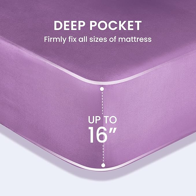 SLEEP ZONE Super Soft Cooling Bed Sheets Set Twin XL 3 Piece - Easy Care Fitted Flat Sheet & Pillowcase Sets - Wrinkle Free, Fade Resistant, Deep Pocket 16" (Lavender, Twin XL)