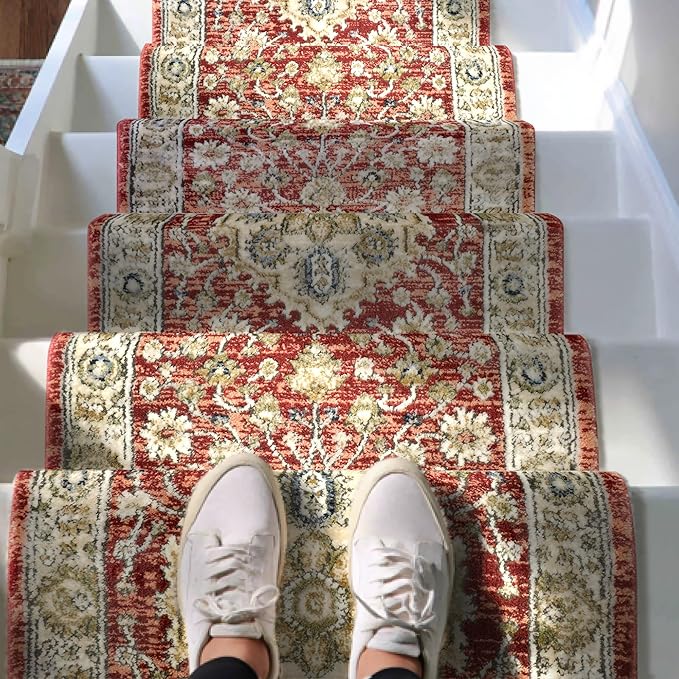 Well Woven Custom Size Runner - Mythos Crimson Vintage Medallion Rug 27 Inch Wide x 9 Feet Long (27" x 9' Runner) | Heritage-Inspired, Soft & Durable, Easy to Clean Rug for Hallway, Stairs, entryway