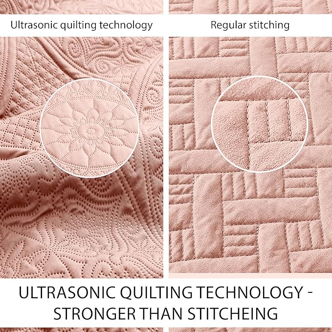 IR Imperial Rooms 10 Pack Twin Quilt Bedding Set (68" x 86") - Bulk Wholesale for Hotels, Guest Bedroom & Airbnbs - Lightweight Microfiber Reversible Floral Embossed Quilts Bedspreads (Peach)