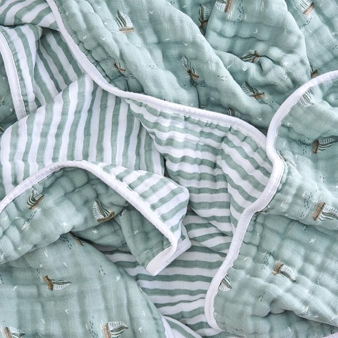 aden + anais Boutique Organic Dream Blanket, 100% Cotton Dream Blanket, Muslin Baby Blanket for Boys & Girls, Unisex Toddler Bedding, Newborn Crib Blanket, Nursery Essential, Sailing Seas