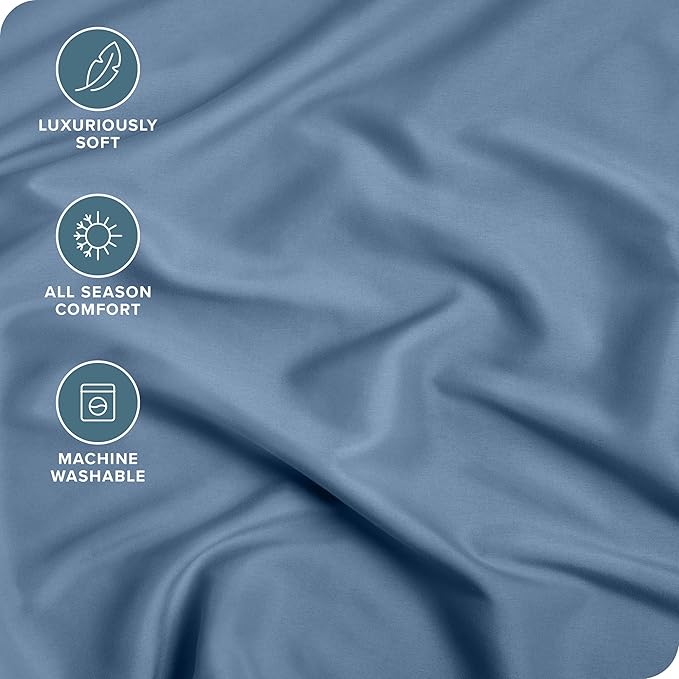 Bare Home Fitted Bottom Sheet Twin - Premium 1800 Microfiber - Ultra-Soft Wrinkle Resistant - Deep Pocket - Fitted Sheet (Twin, Coronet Blue)