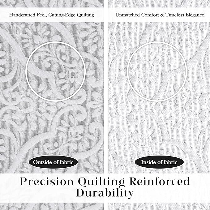 Superior 3 Piece Bedspread Set, Home Bed Decor, Decorative Bed Spread, 2 Pillow Shams, Medium Weight Blanket, Floral Matelasse Coverlet, Bedding Essentials, Enzy Collection, King, Silver