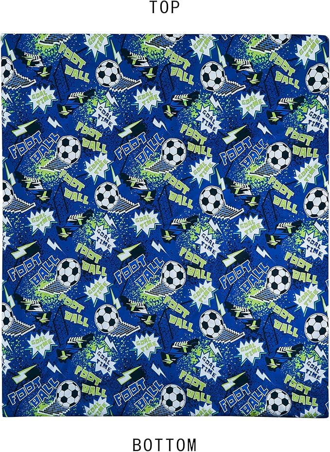 Chezmoi Collection 4-Piece Kids Football Soccer Bedding Comforter Set Full/Queen Size - Soft Microfiber Blue Green Black White Printed Football Soccer Sports for Kids/Teens