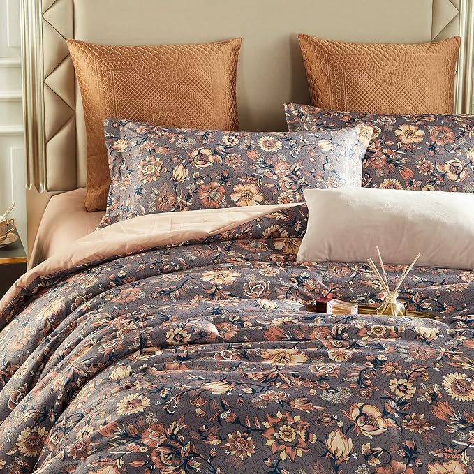 Cupocupa Duvet Cover Set;Duvet Cover Twin Bedding Set Fluffy Boho Duvet Cover Set Paisley Floral Bedding Collection Duvet Cover with Pillowcases