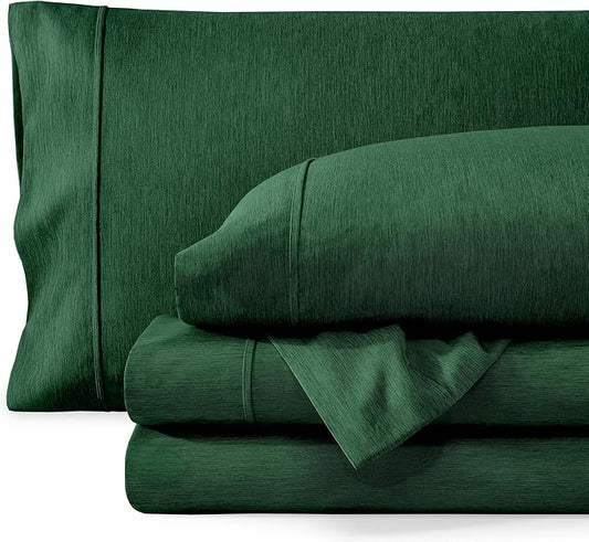 Bare Home King Sheet Set - Luxury 1800 Ultra-Soft Microfiber Double Brushed - Deep Pockets - Easy Fit - 4 Piece Set - Bedding Sheets & Pillowcases (King, Heathered Forest Green)