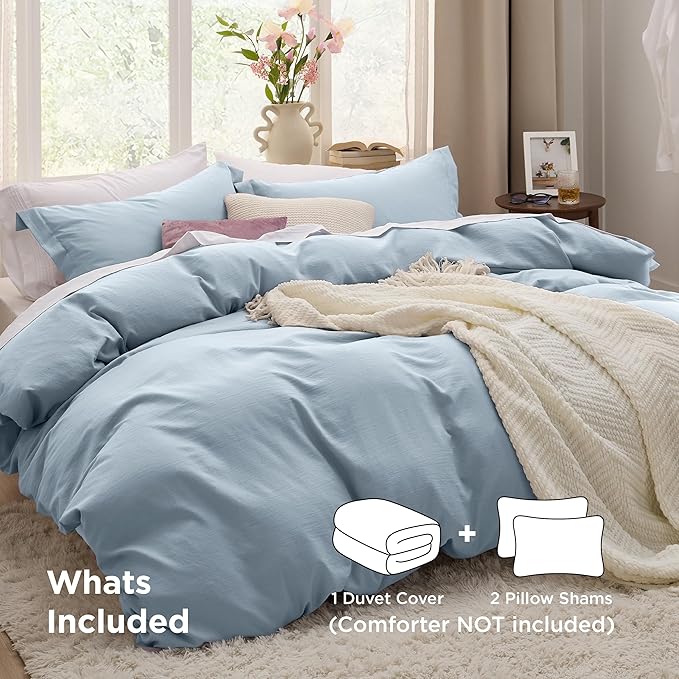 Bedsure Celestial Blue California King Duvet Cover - Prewashed Extra Soft Bedding Set, Includes 1 Cal King Duvet Cover 104x98 Inches with Zipper Closure & 2 Pillow Shams, Comforter Not Included