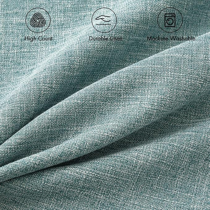 MIULEE Pack of 2 Decorative Linen Burlap Coastal Pillow Covers Farmhouse Boho Accent Pillowcases for Sofa Car Couch Bedroom Living Room Decor 18x18 Inch Teal
