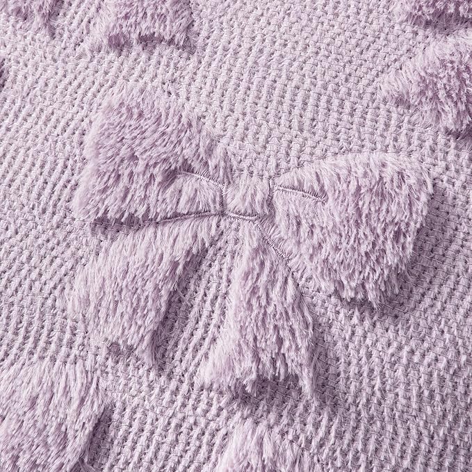MIULEE Light Purple Bow Pillow Covers Coquette Room Decor Aesthetic Set of 2 Decorative Cute Girl Vlentine Pillow Covers Spring Soft Plush Faux Pillowcase for Preppy Room Bedroom Couch,20x20 Inch