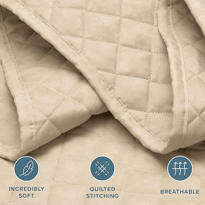 Bare Home Coverlet Set - Twin/Twin Extra Long - Lightweight Bed Decor - Comforter Alternative - All-Season Quilted Bedspread (Twin/Twin XL, Sand)