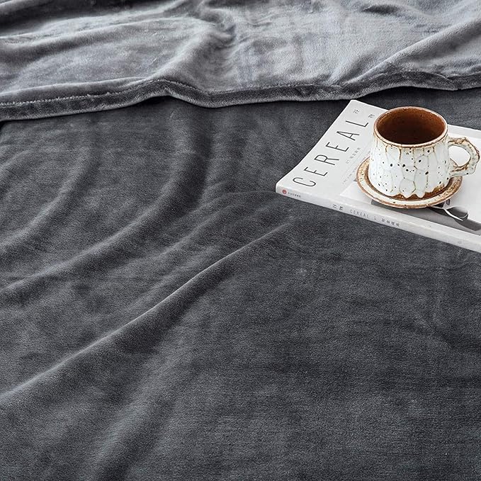 MOONLIGHT20015 Fleece Blanket - Super Soft Fuzzy Dark Grey Throw Blanket for Couch and Sofa - Lightweight Luxury 400 GSM Microfiber Fluffy Bed Blankets and Throws, 50 x 60 Inches (Throw/Travel)