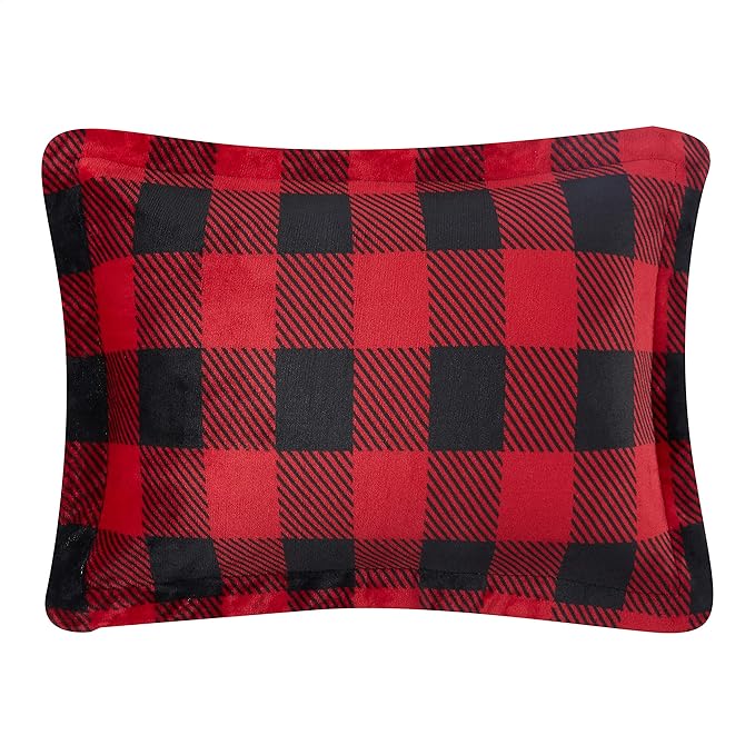 Amazon Basics 3 Piece Bedding Set, Micromink Sherpa, Ultra-Soft, Warm All Season Comforter, King, Red Buffalo Plaid