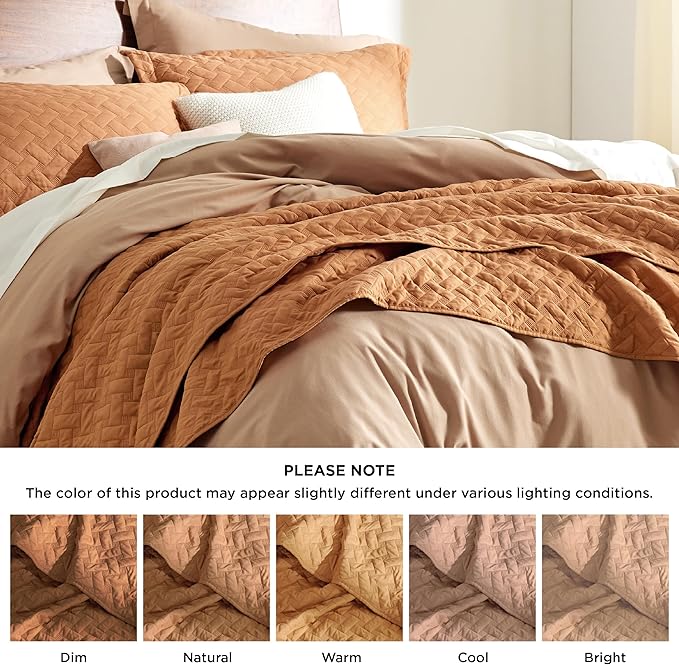 Bedsure Quilts King Size - Lightweight Bedspreads King Size with Basket Weave Pattern, Soft Quilt Bedding, Hazel Brown Comforter Coverlet for All Seasons (106" x 96")