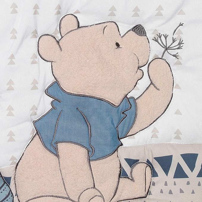 Lambs & Ivy Forever Pooh 3Piece Baby Crib Bedding Set, Blue