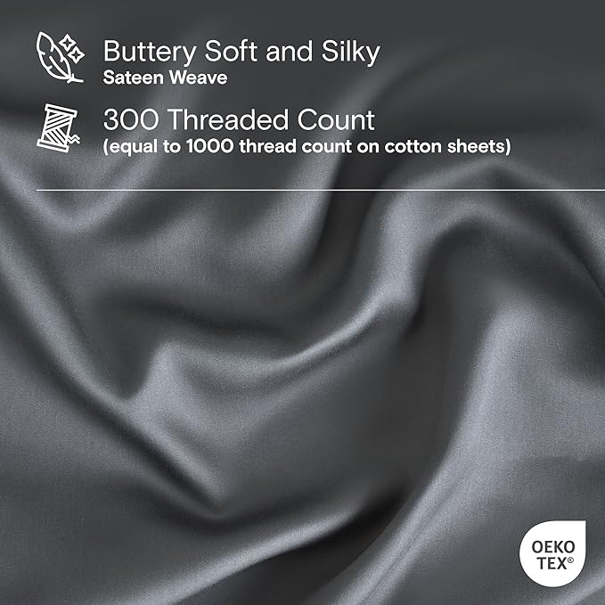 DOZ Duvet Cover Set, 100% Viscose derived from Bamboo, Organically Grown, Buttery Soft, Cooling Duvet Covers, High GSM, 1 Duvet Cover and 2 Pillowcases, 90"x90" (Storm, Full/Queen)