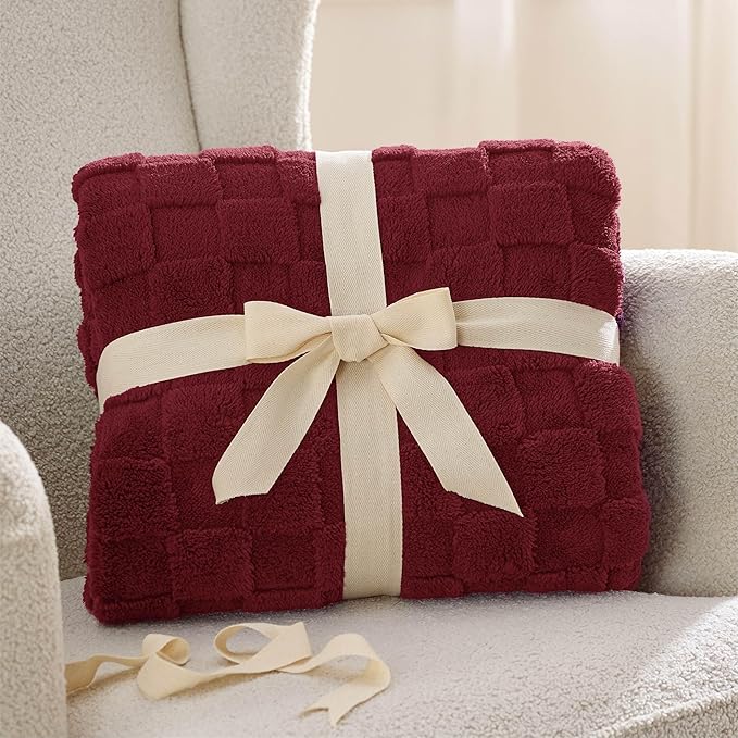 Bedsure GentleSoft Christmas Throw Blanket for Couch - Red Fall Checkered Fleece Red Blankets Gifts for Women Men Girls, Cute Soft Cozy Throw for Bedroom Home Decor Gifts, 50x60 Inches