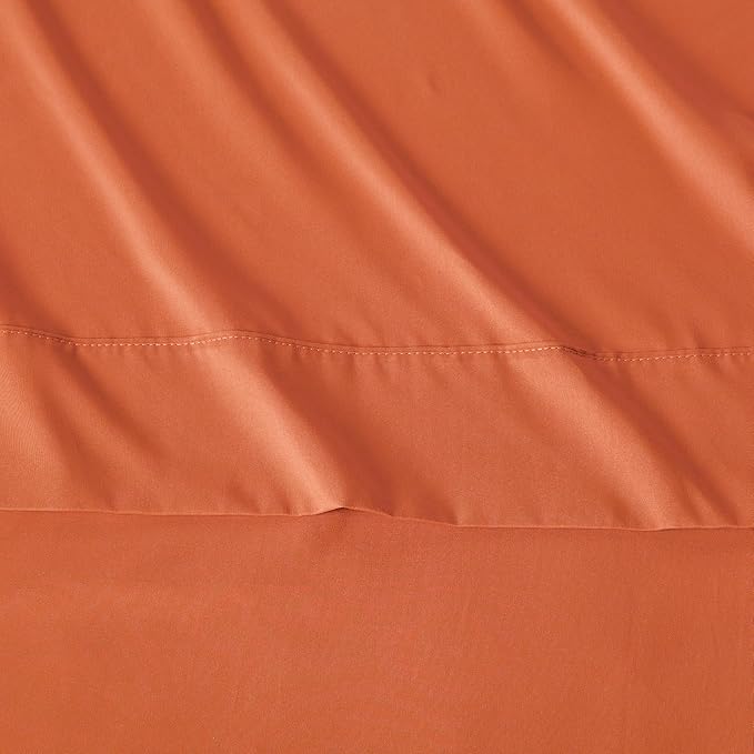 Amazon Basics Lightweight Super Soft Easy Care Wrinkle Free Microfiber 3-Piece Bed Sheet Set with 14-Inch Deep Pockets, Twin, Brick, Solid
