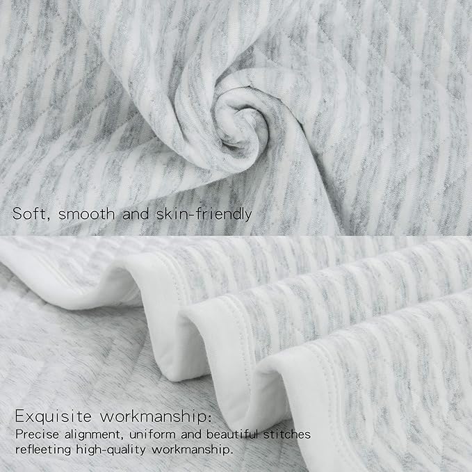 NTBAY Jersey Cotton Quilted Toddler Blanket, Breathable and Warm for Boys and Girls Baby Blanket, 30x40 Inches, Grey Wave