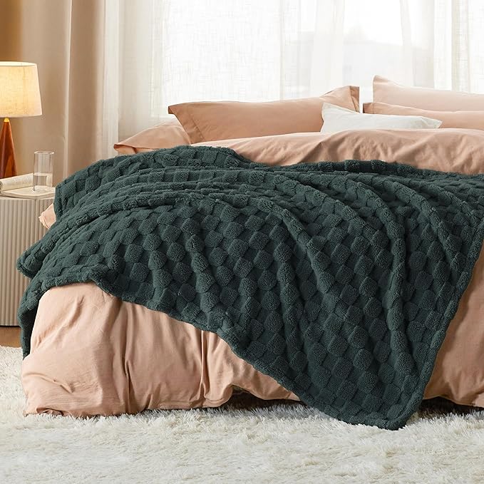 Bedsure GentleSoft Dark Green Throw Blanket for Couch - Super Soft Cozy Blankets Gifts for Women Men Girls, Cute Small Fleece Throws for Bedroom Home Decor, 50x70 Inches