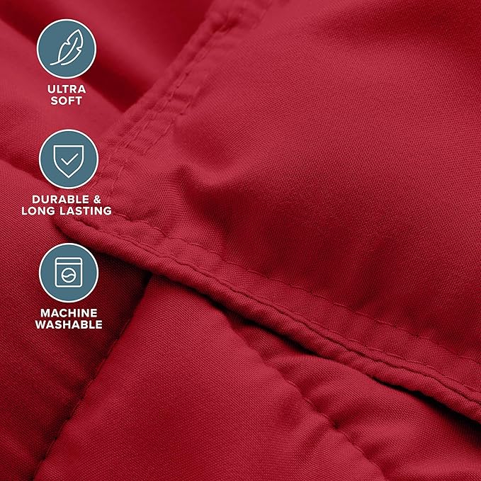 Bare Home Comforter Set - Full Size - Ultra-Soft - Goose Down Alternative - Premium 1800 Series - All Season Warmth (Full, Red)