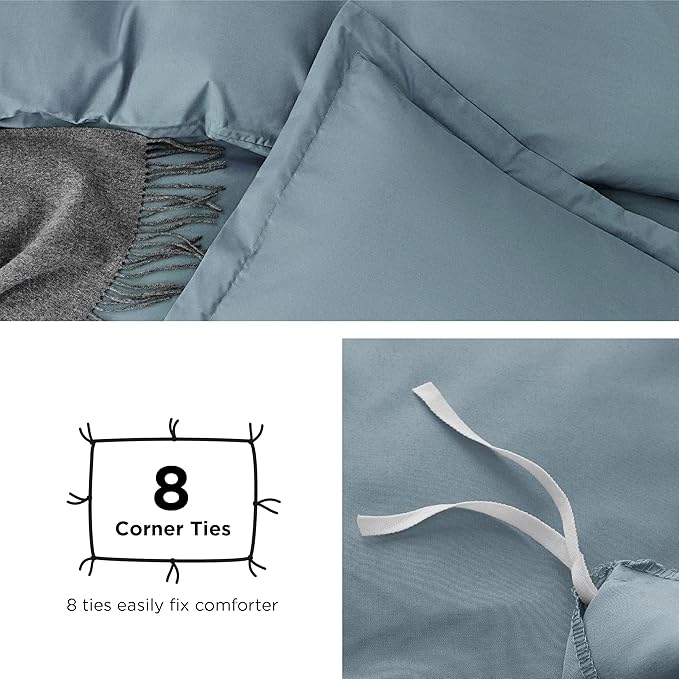 Bedsure Duvet Cover Oversized King Size - Soft Double Brushed Bedding Set for Kids & Adults, Zipper Closure, 3 Pieces, Includes 1 Duvet Cover (120"x98") & 2 Pillow Shams, NO Comforter, Mineral Blue
